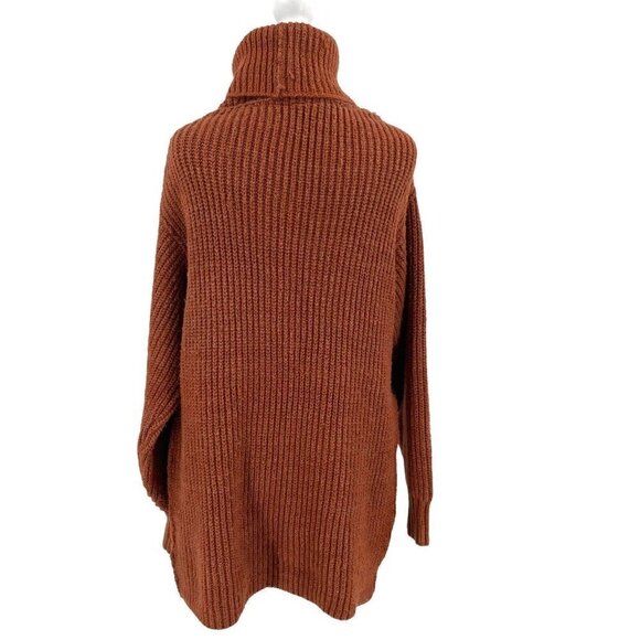 Free People Oversized Chunky Knit Turtleneck Sweater Burnt Orange size XS - Picture 5 of 7